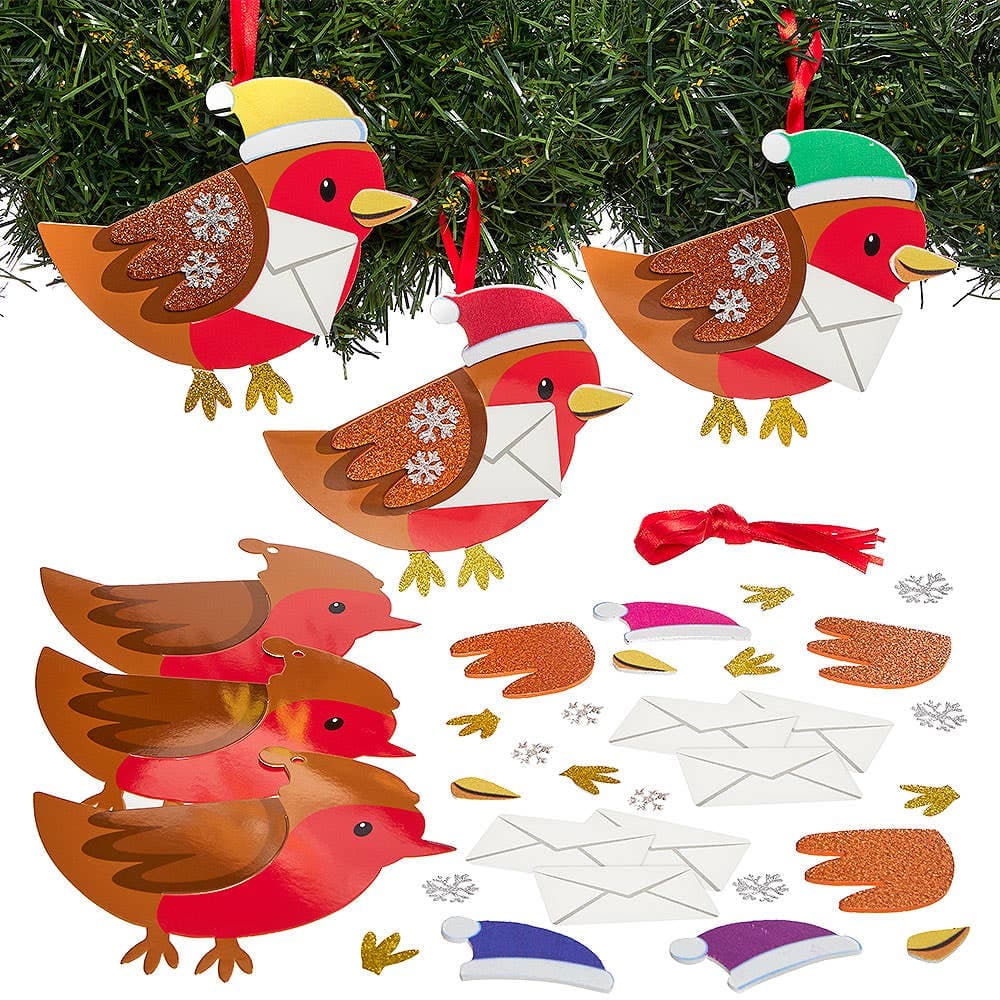 Christmas Postman Robin Decoration Kits (Pack of 6)