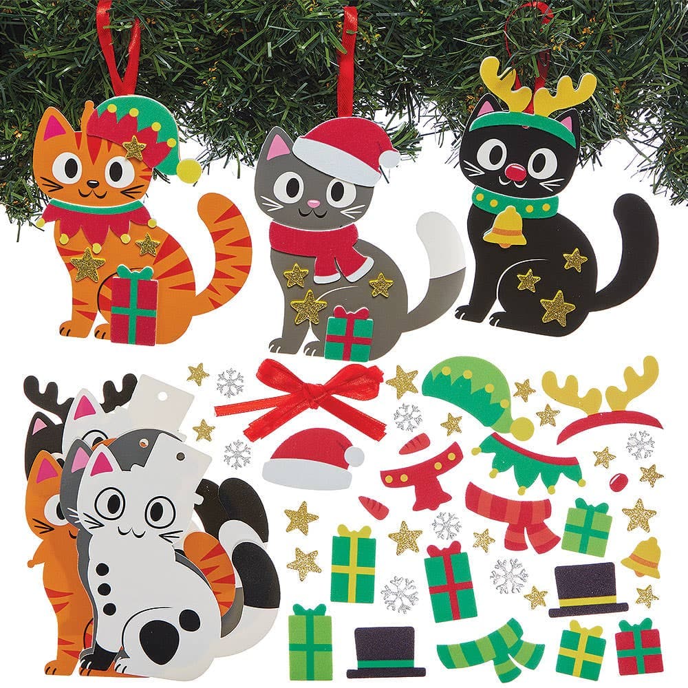 Christmas Cat Mix & Match Decoration Kits (Pack of 8)