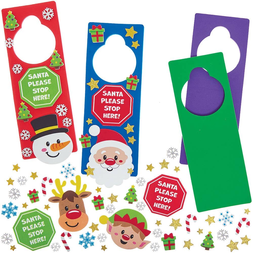 ‘Santa Please Stop Here’ Door Hanger Kits (Pack of 4)
