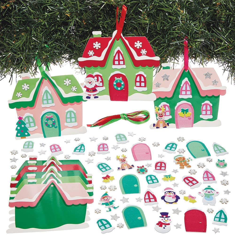 Christmas Cottage Mix & Match Decoration Kits (Pack of 8)