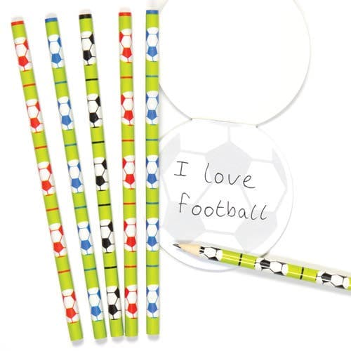 Football Pencils (Pack of 12) Drawing 3 assorted colours - Blue, Red & Black