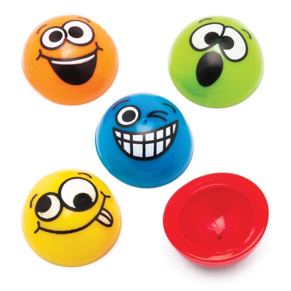 Funky Faces Jumping Poppers (Pack of 12) 6 Assorted Colours, Rubber Jumpers, Great For Party Bags