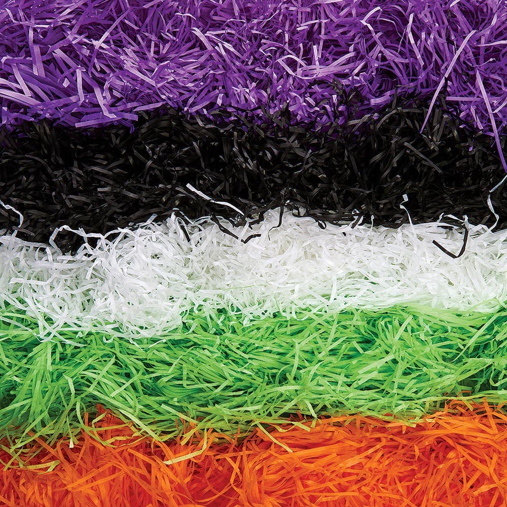 Halloween Shredded Tissue Paper (Per pack) 100g Per Pack, 5 Colours - Orange, Green, Purple, Black & White