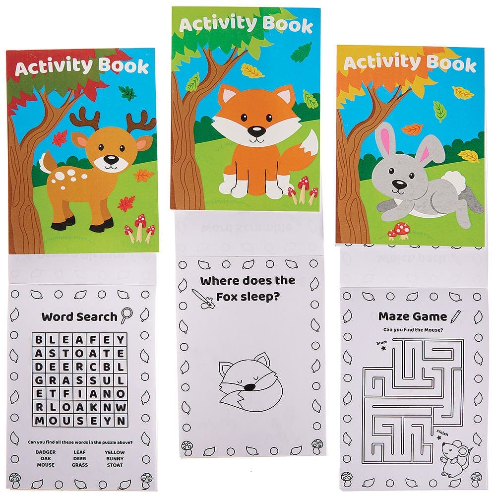 Woodland Animal Mini Activity Books (Pack of 12) Creative Play Toys