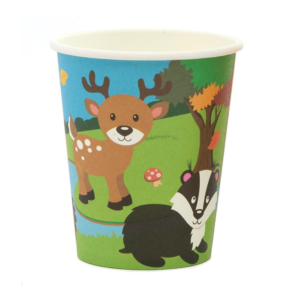 Woodland Animals Party 256ml Paper Cups (Pack of 10) Party Tableware, Matching Party Supplies Available
