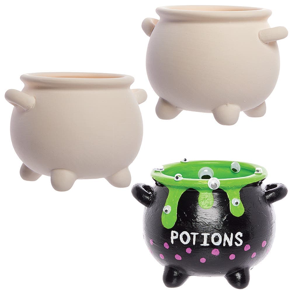 Ceramic Witch & Wizard Cauldrons (Box of 3) Halloween Pottery Painting, Decorate Your Own, Crafts For Kids