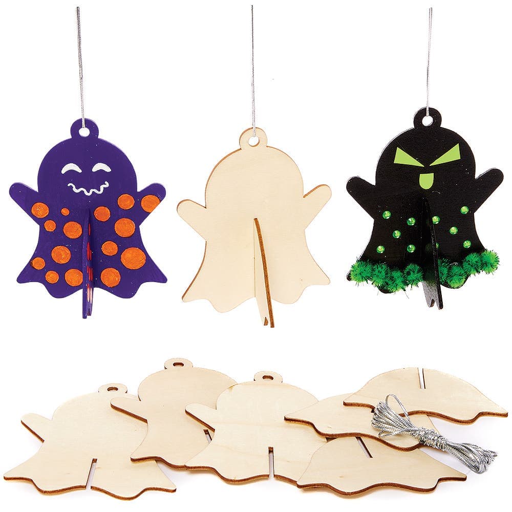 Spooky Ghost 3D Wooden Decorations (Pack of 6) Halloween Crafts
