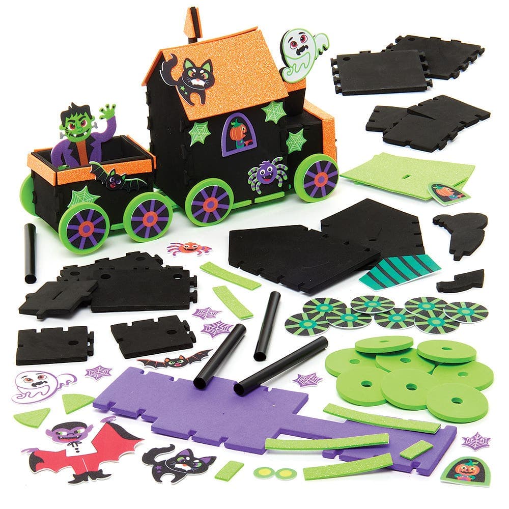 Spooky Ghost Train Kits (Pack of 2) Halloween Crafts, Size 23cm x 14cm x 8cm, Foam Self-Assemble