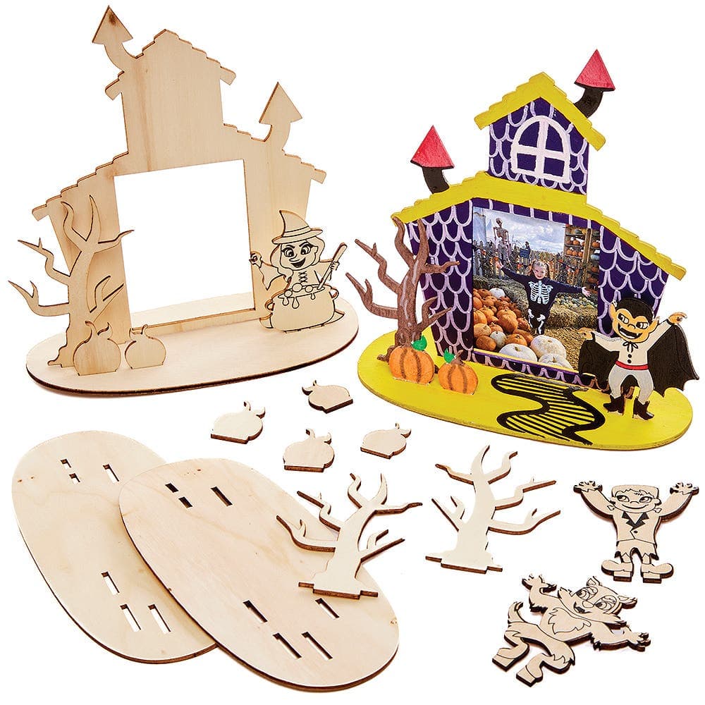 Haunted House Wooden Photo Frame Kits (Pack of 4) Halloween Crafts