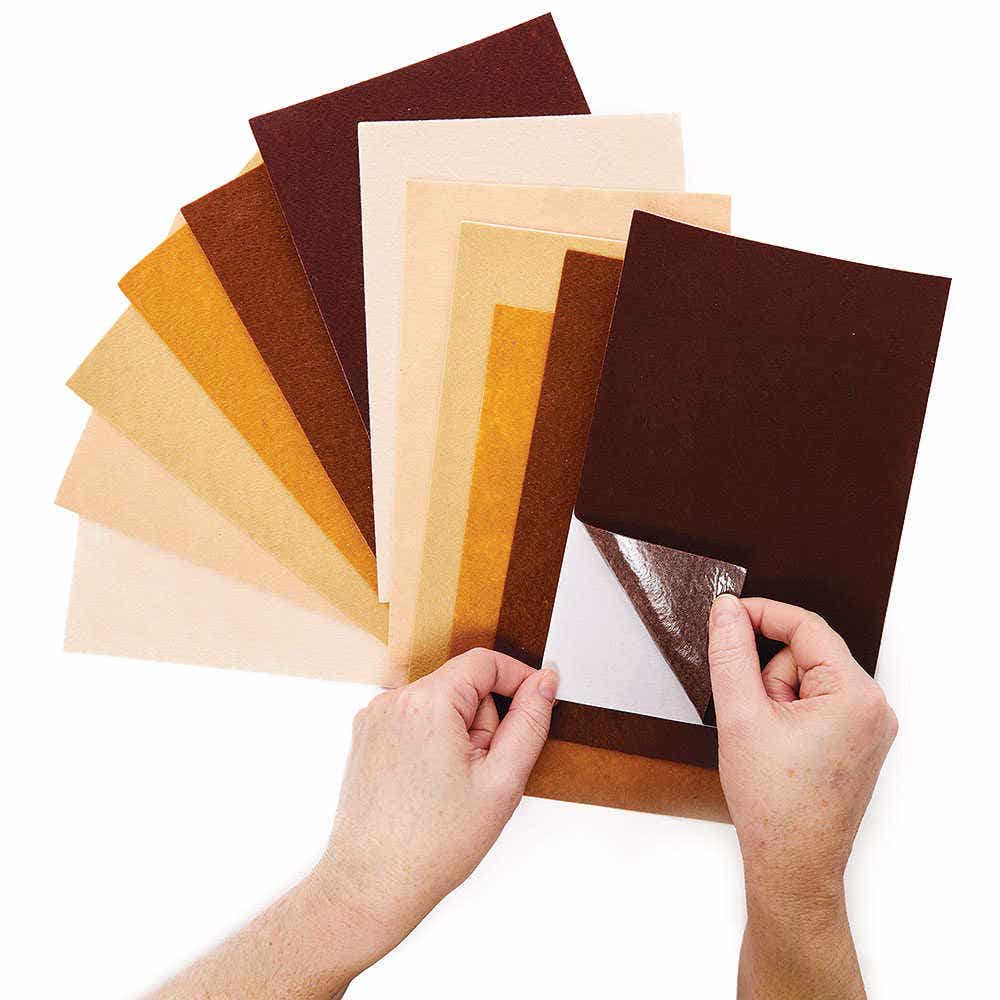 Skin Tone Self-Adhesive Felt Sheets (Pack of 18) Craft Supplies 6 assorted skin tone colours