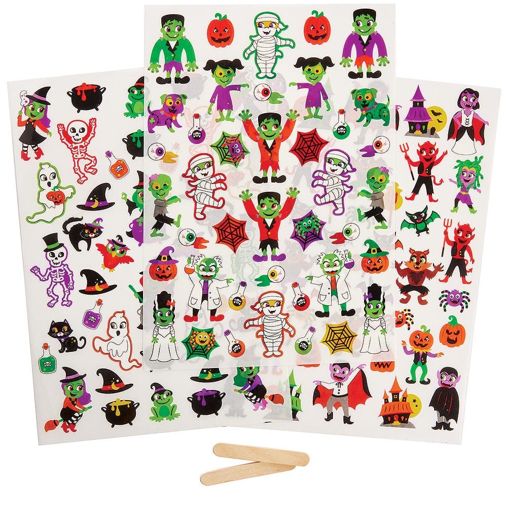 Halloween Rub-On Transfer Stickers (Pack of 120) Halloween Craft Supplies, 120 Assorted Designs, Boo Baskets