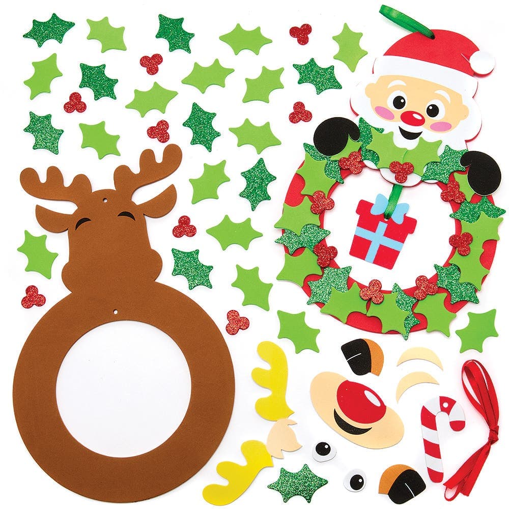 Christmas Holly & Berry Wreath Kits (Pack of 3) Christmas Crafts 3 assorted wreath colours - Red, Green & Brown