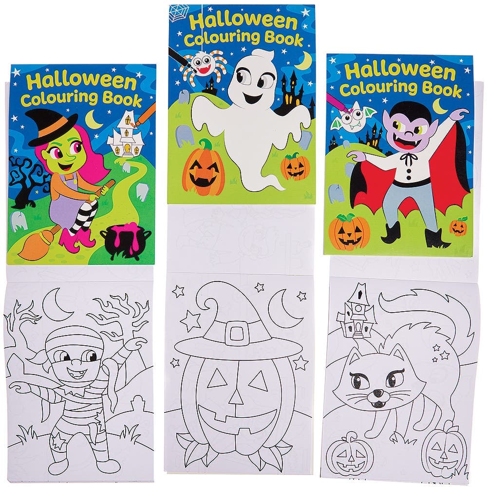 Halloween Mini Colouring Books (Pack of 12) Halloween Toys, 20 Colouring Pages, Book Size 12cm x 16cm, Halloween Basket Ideas
