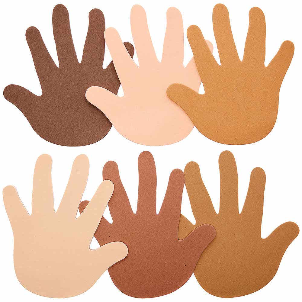 Skin Tone Hand Foam Cut-Outs (Pack of 30) Craft Blanks & Bases 6 assorted skin tone colours
