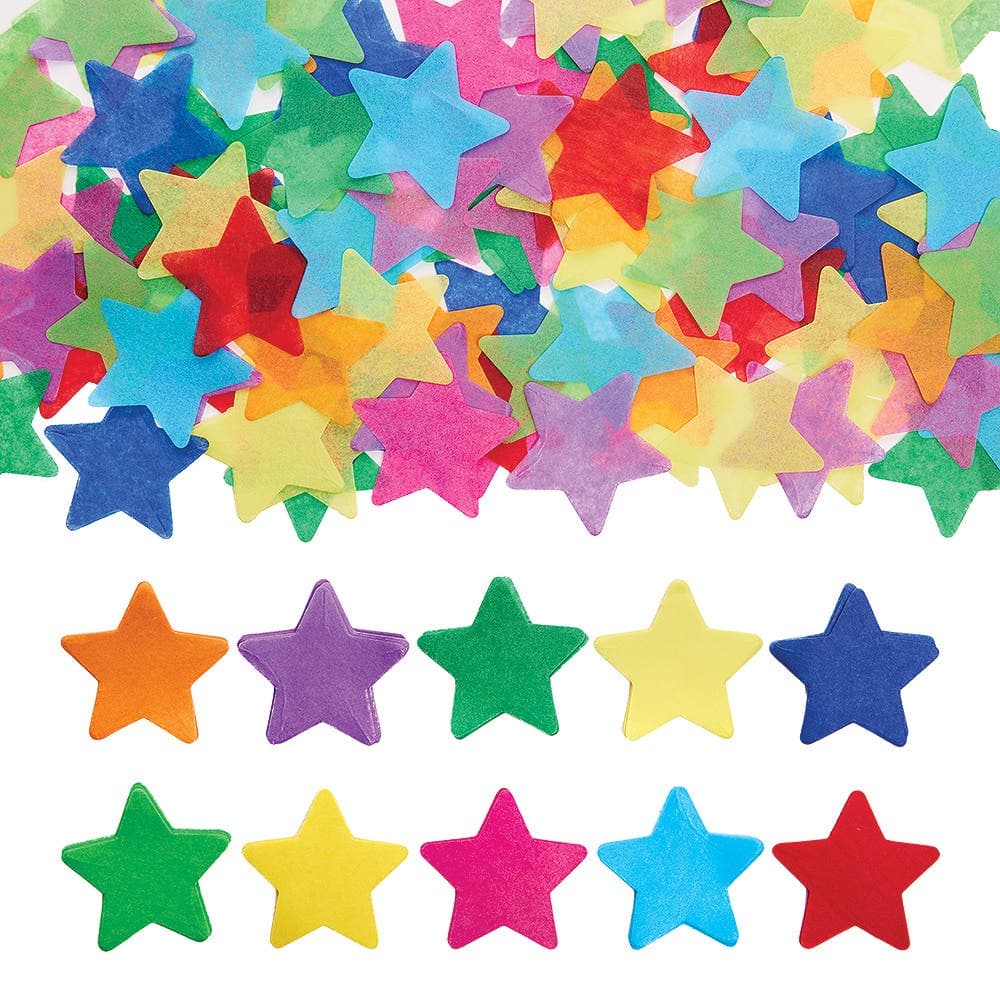 Mini Tissue Paper Stars (Pack of 4000) 10 Assorted Colours, Size 43mm x 45mm, Collages & Crafting Supplies