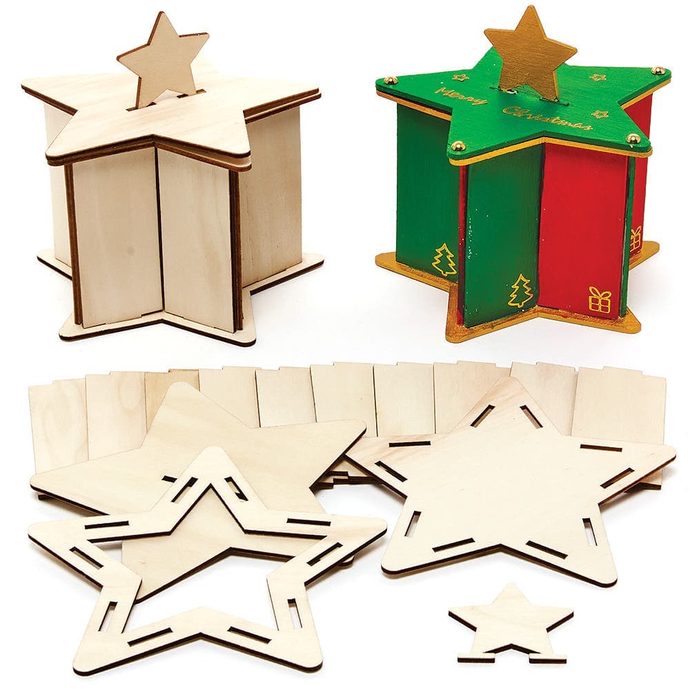 Star Wooden Box Kits (Pack of 3) Decoration Craft Kits