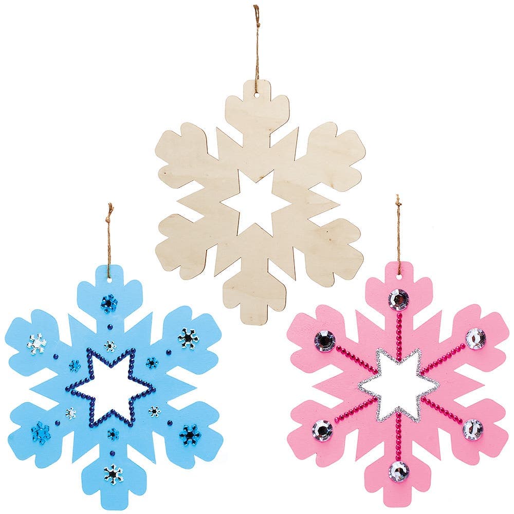 Snowflake Wooden Wreaths (Pack of 6) Christmas Crafts
