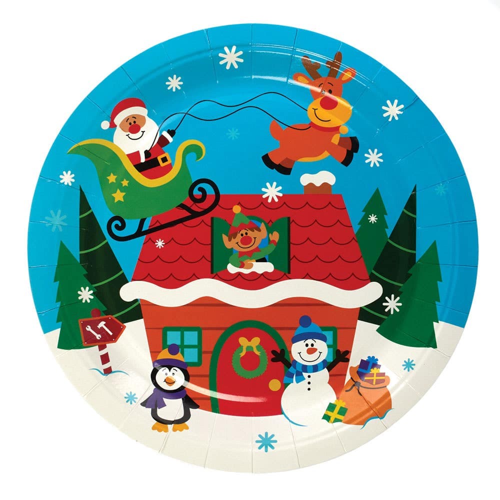 Christmas Party Plates (Pack of 10) Christmas Party Supplies, Disposable Partyware, Paper Plates