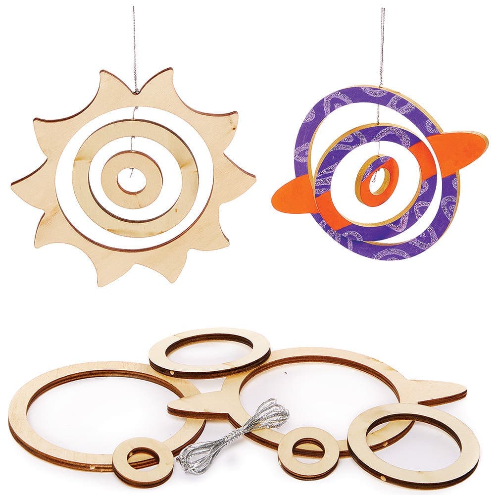 Solar System Wooden Spinning Decoration Kits (Pack of 4) Decoration Craft Kits