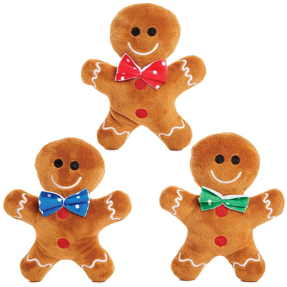 Soft Cuddly Gingerbread Men (Pack of 3) Christmas Soft Toys, Stocking Fillers, Approx 13cm