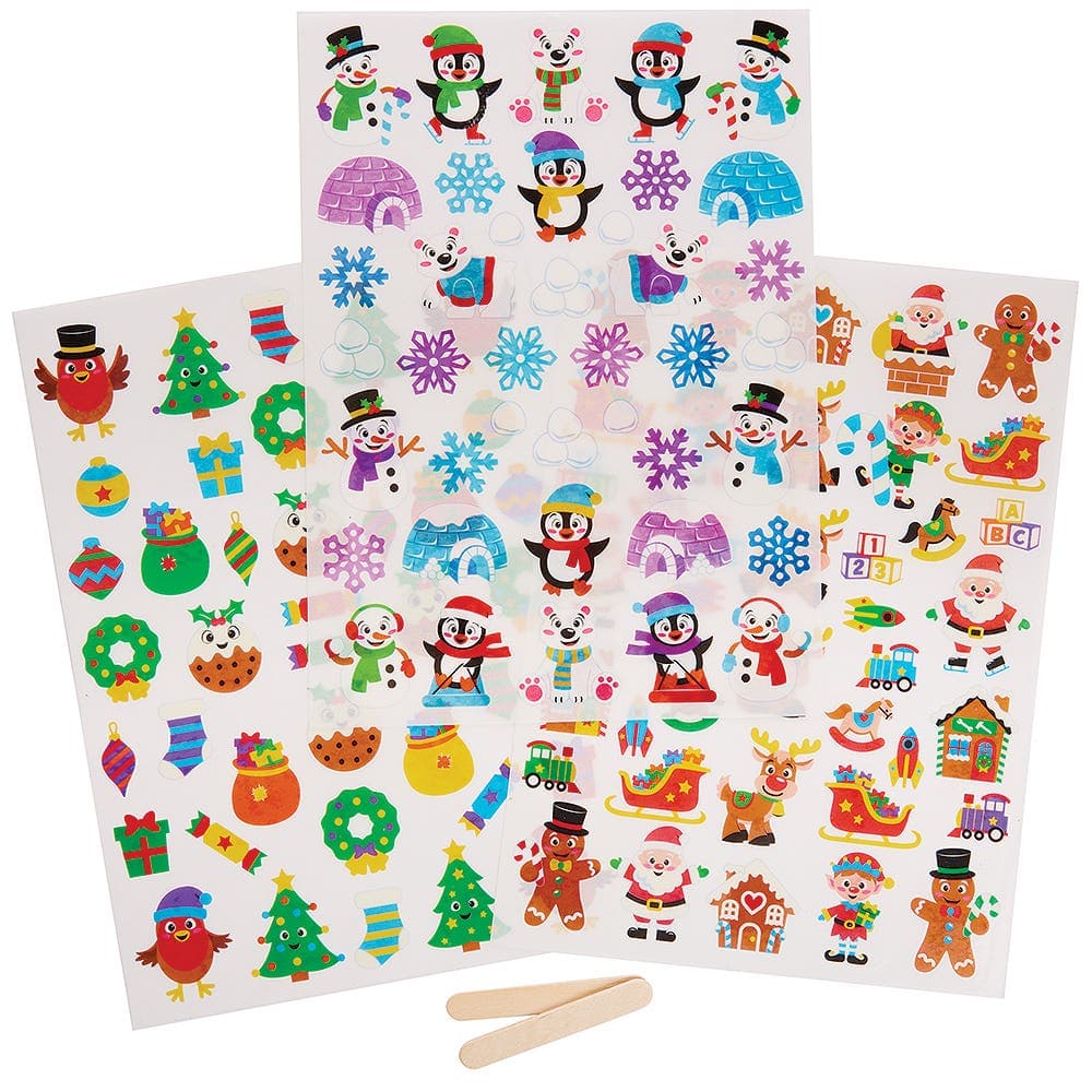 Christmas Rub-on Transfer Stickers (Pack of 120) Christmas Craft Supplies, Assorted Designs