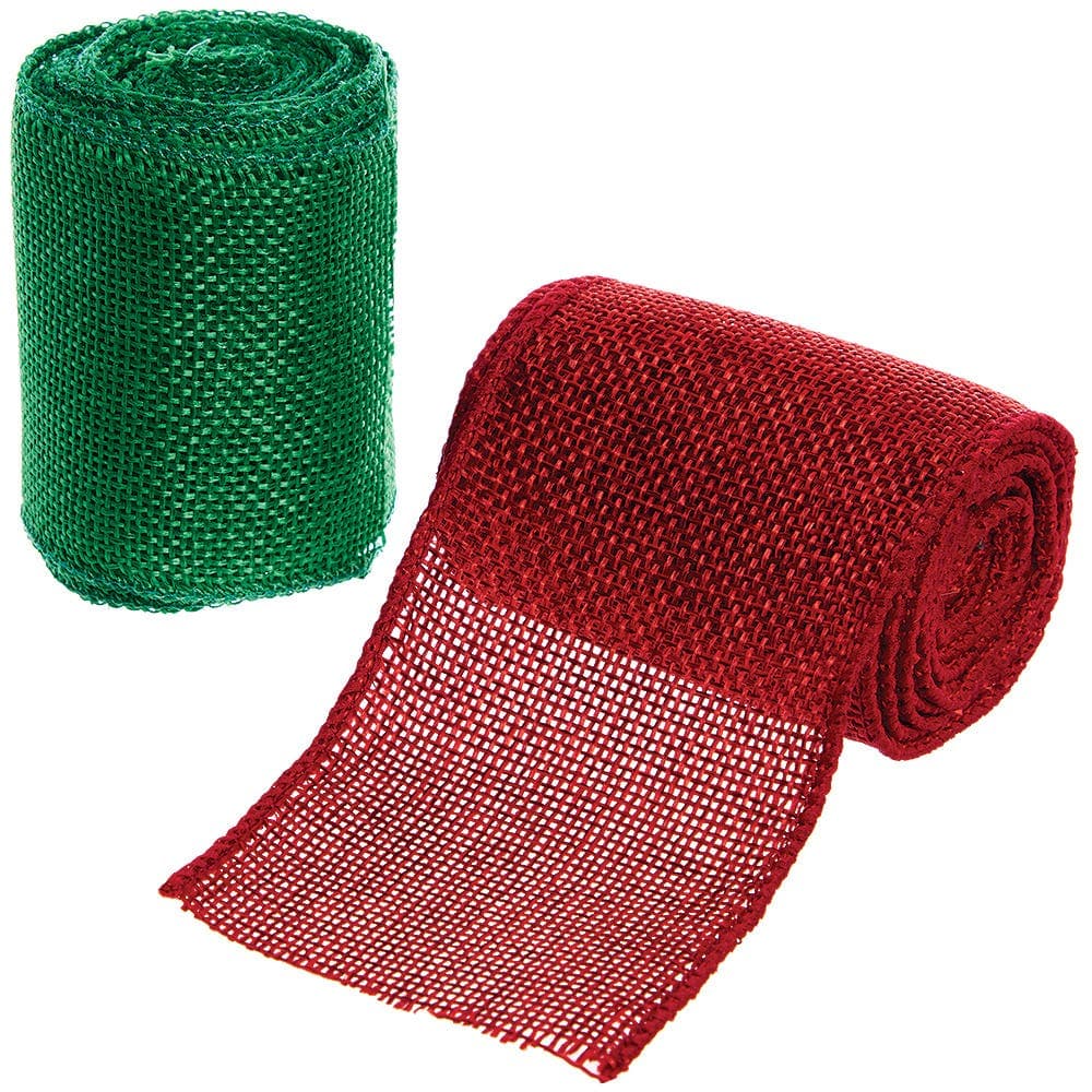 Christmas Burlap Hessian Rolls (Pack of 2) Christmas Party Supplies 2 Christmas colours - Red & Green
