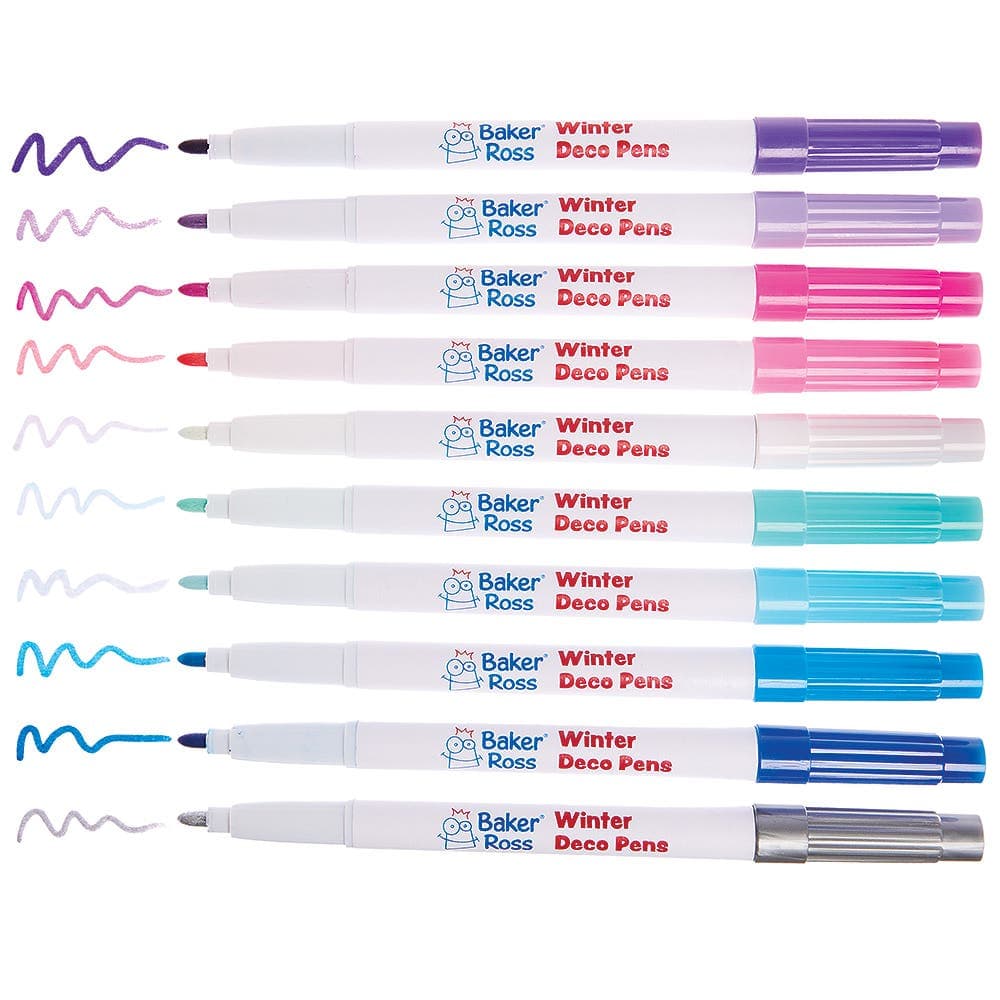 Winter Multi-Purpose Deco Pens (Pack of 10)  Medium Tip, Water-Based Acrylic Paint, Gloss Finish, 10 Assorted Colours