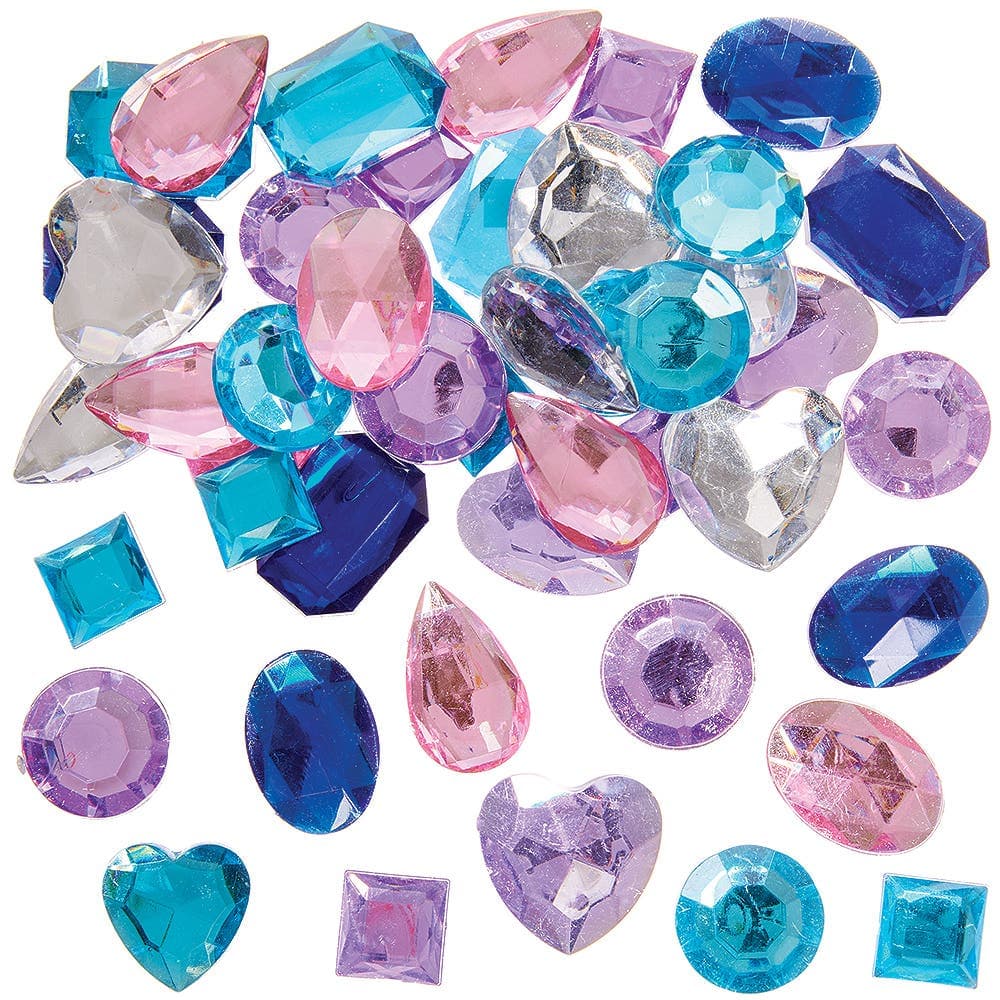 Large Winter Self-Adhesive Acrylic Jewels (Pack of 120) Craft Embellishments 5 assorted colours - Light Blue, Dark Blue, Light Purple, Pink & Silver