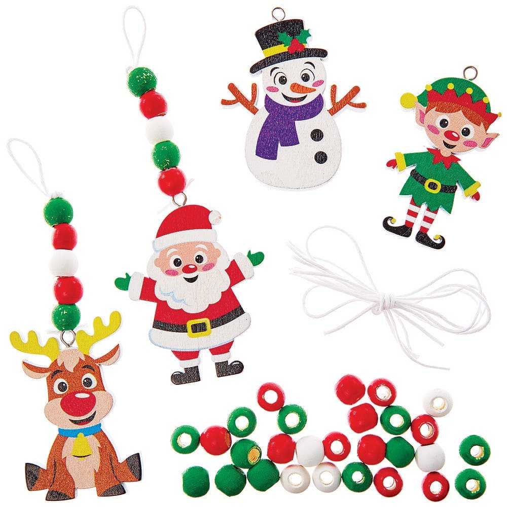 Christmas Wooden Bead Decoration Kits (Pack of 4) Christmas Crafts