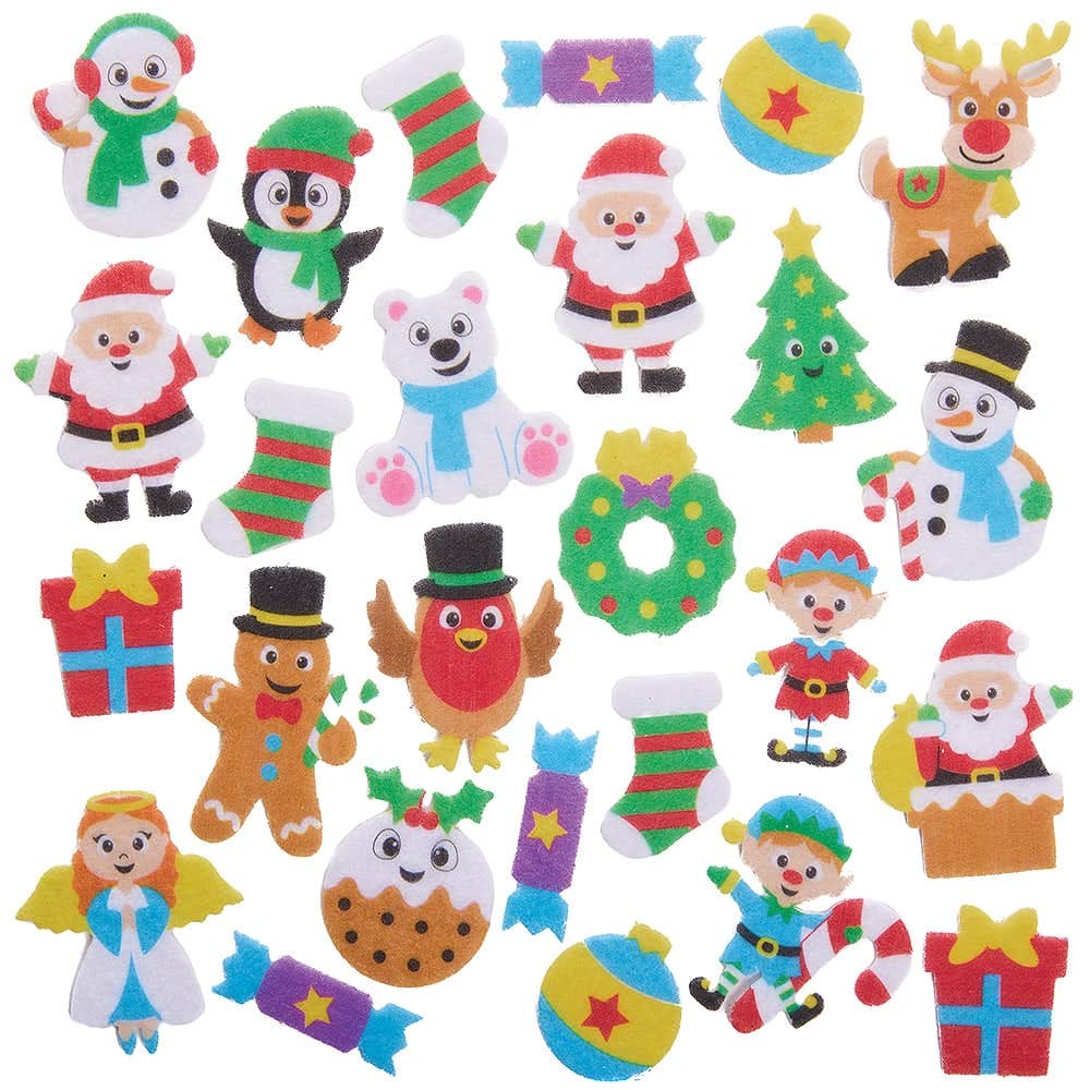 Christmas Felt Stickers (Pack of 80) Christmas Craft Supplies, Easy Peel, Stick & Decorate