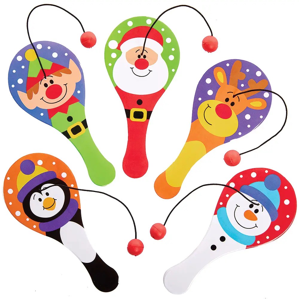 Christmas Chums Mini Paddle Ball (Pack of 10) Christmas Toys