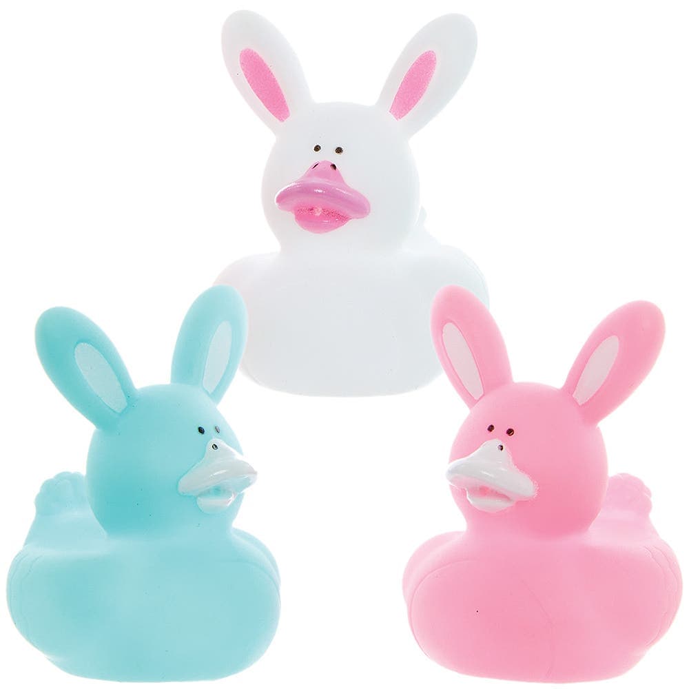 Bunny Rubber Ducks (Pack of 5) Easter Toys 3 assorted colours - Pink, Blue & White