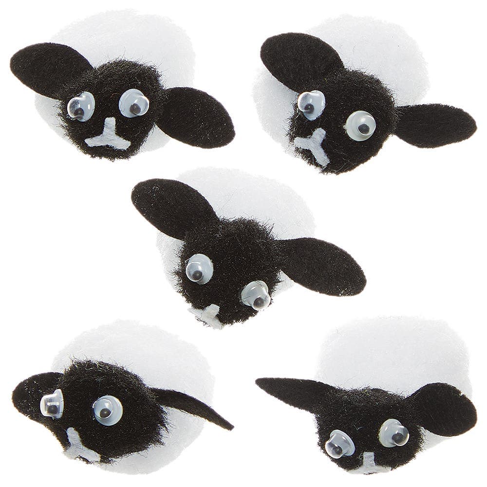 Mini Easter Lambs (Pack of 15) Easter Craft Supplies, 3D Pom Pom Decorations, Size 3cm
