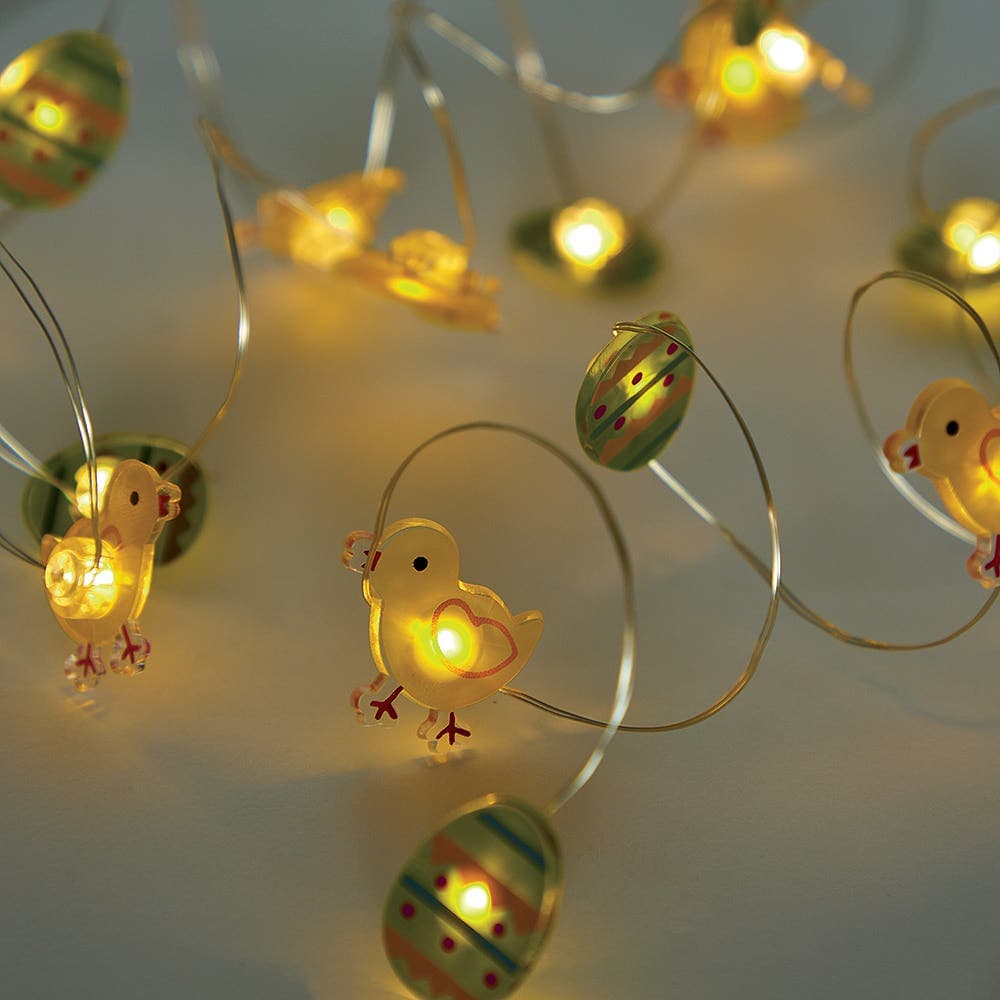 Easter Chick & Eggs LED String Lights (Each set) Easter Crafts, 10 Chicks & 10 Eggs, 2.2m Approx