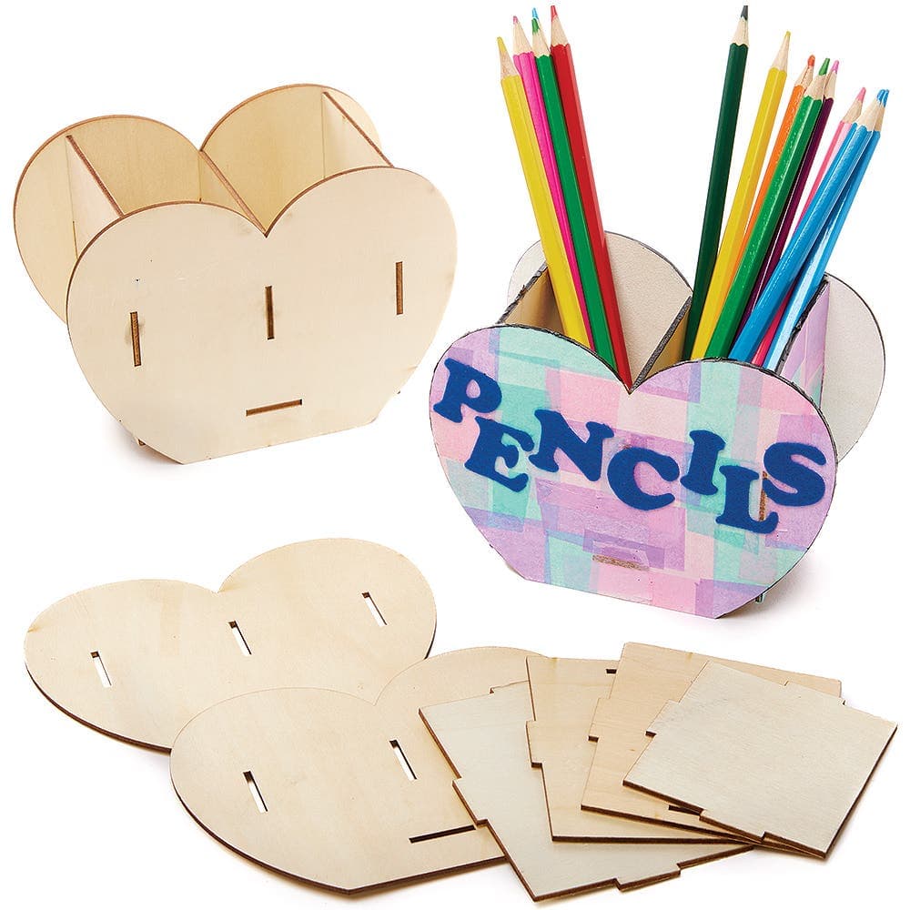 Heart Wooden Pen Pot Kits (Pack of 3) Art Craft Kits
