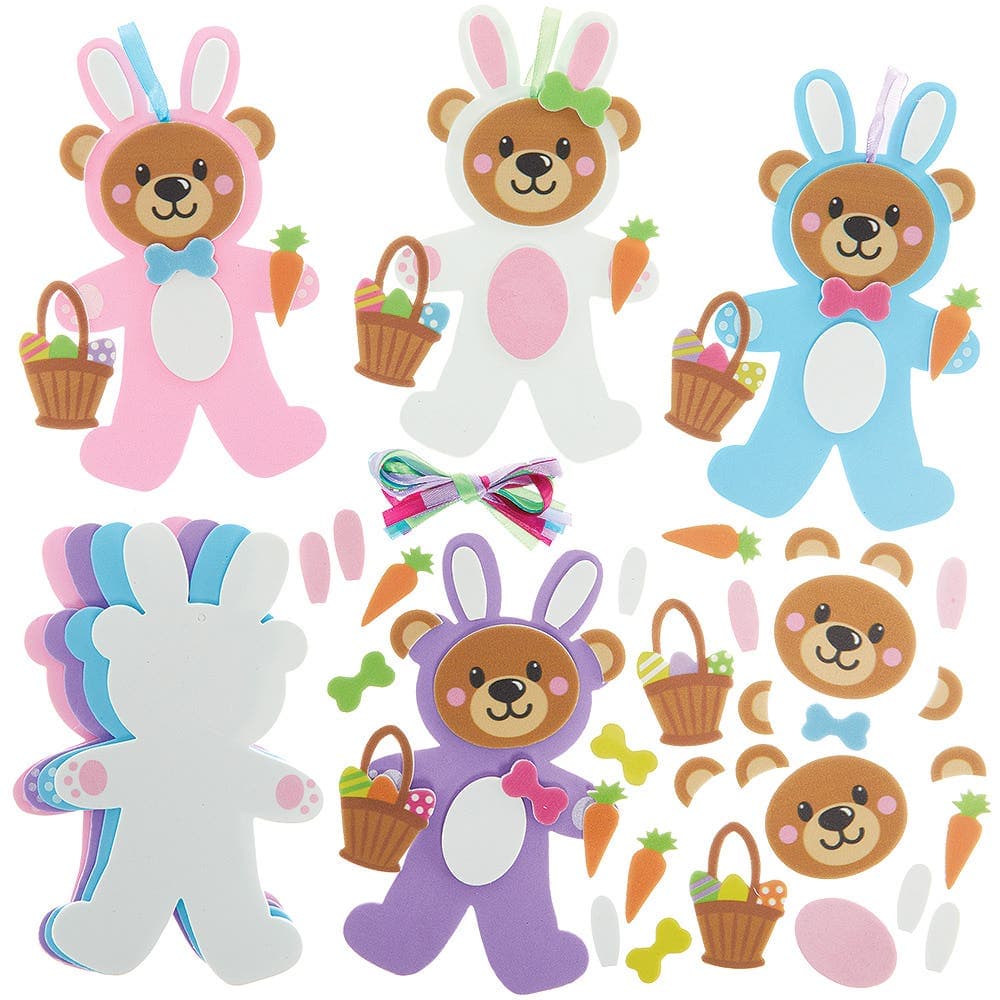 Easter Bunny Teddy Bear Mix & Match Kits (Pack of 8) Easter Toys
