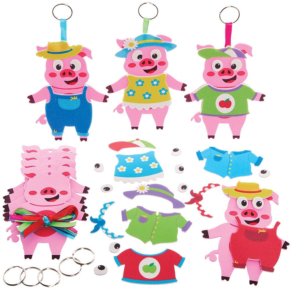 Pig Mix & Match Keyring Kits (Pack of 8) Art Craft Kits