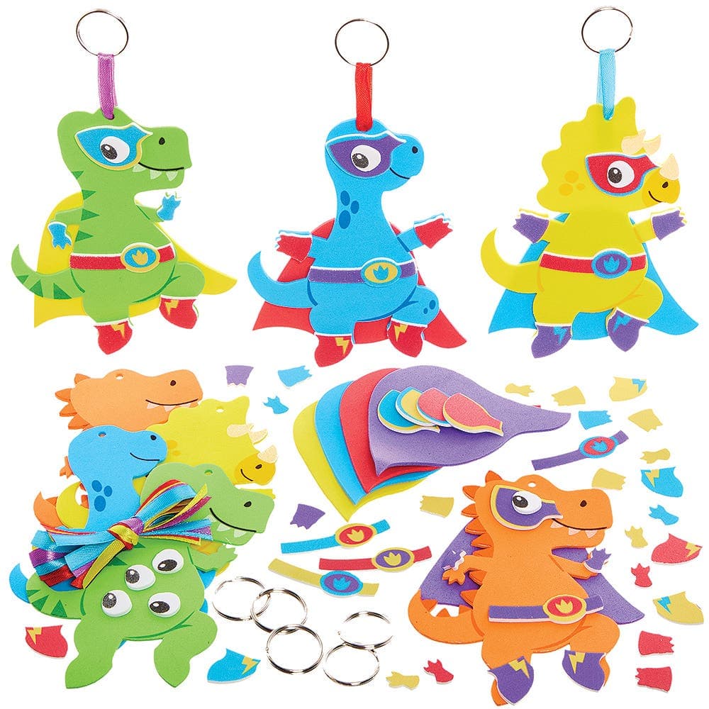 Superhero Dinosaur Mix & Match Keyring Kits (Pack of 8) Art Craft Kits