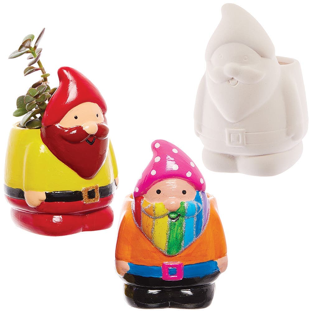 Gnome Ceramic Flowerpots (Box of 2) Nature Craft Kits