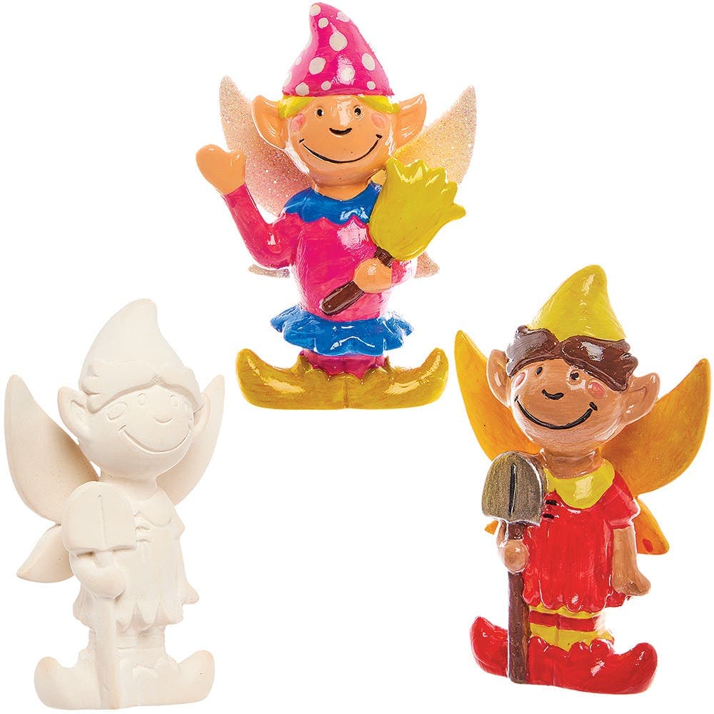 Pixie Ceramic Garden Ornaments (Box of 4) Nature Craft Kits, Outdoor Decorations, 2 Designs