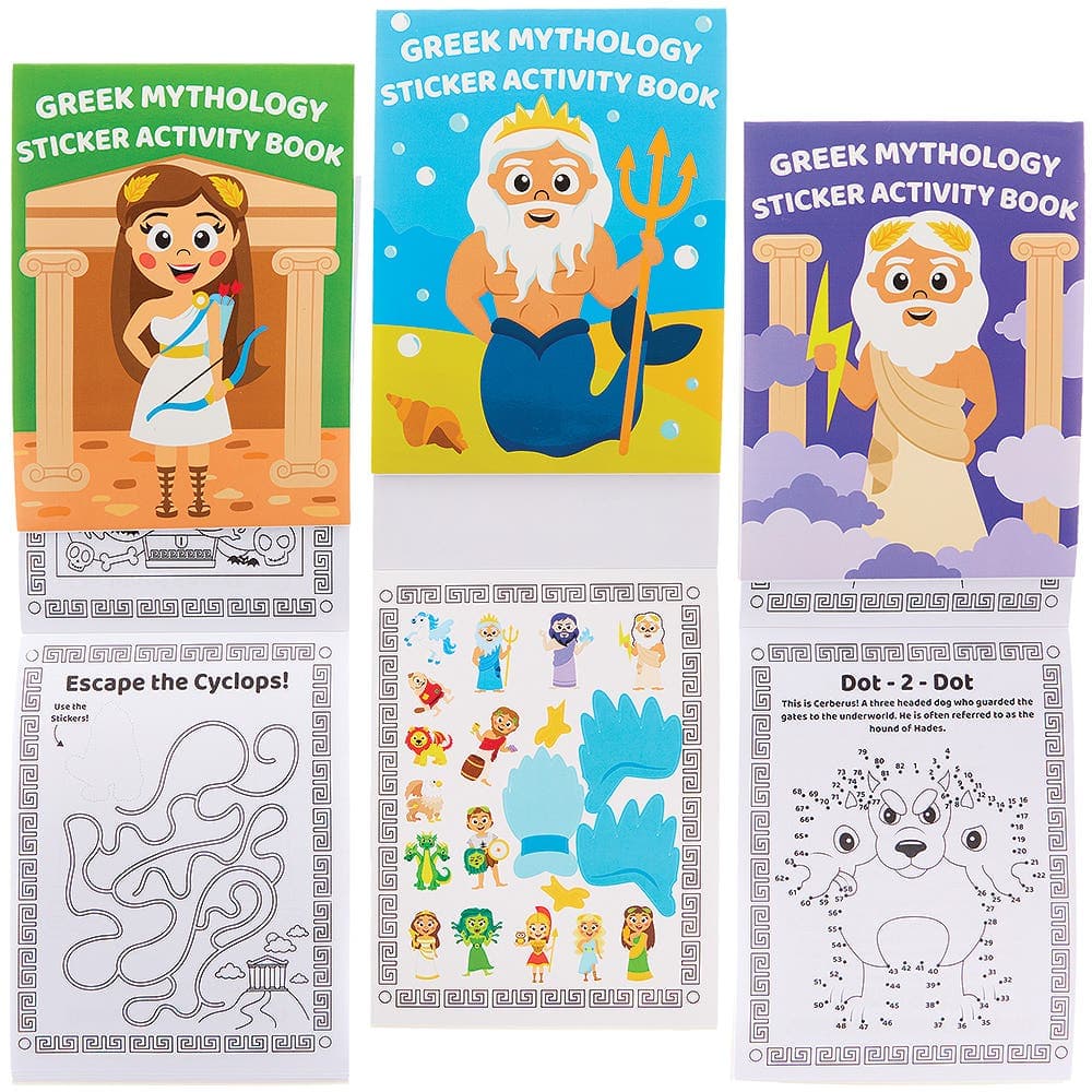 Greek Mythology Sticker Activity Books (Pack of 8) Creative Play Toys