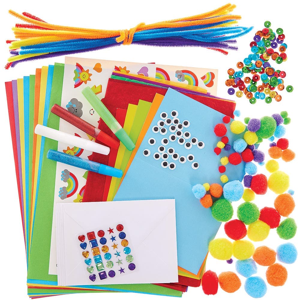 Rainbow Colours Bumper Craft Activity Pack (Per pack) Creative Play Toys 6 assorted rainbow colours - Red, Orange, Yellow, Blue, Green & Purple