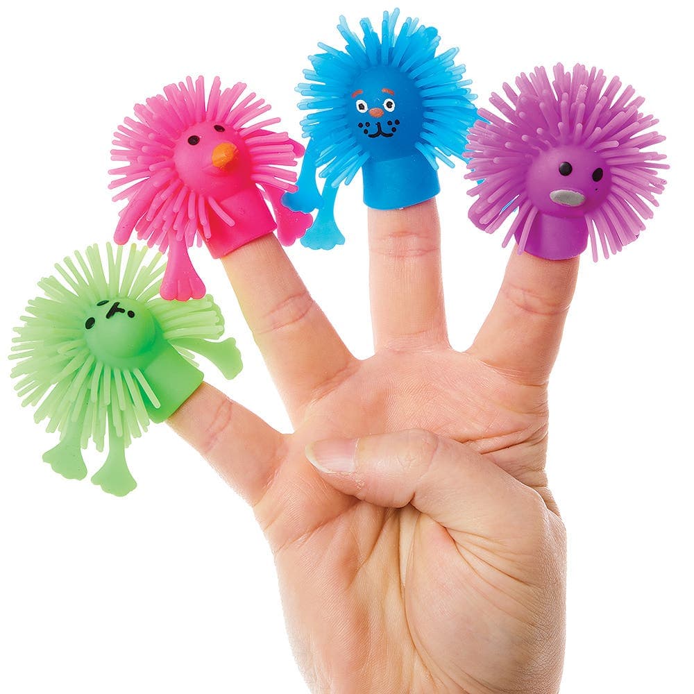 Hairy Hedgehog Finger Puppets (Pack of 8) Soft & Sensory Toys 4 assorted colours - Pink, Blue, Purple & Green
