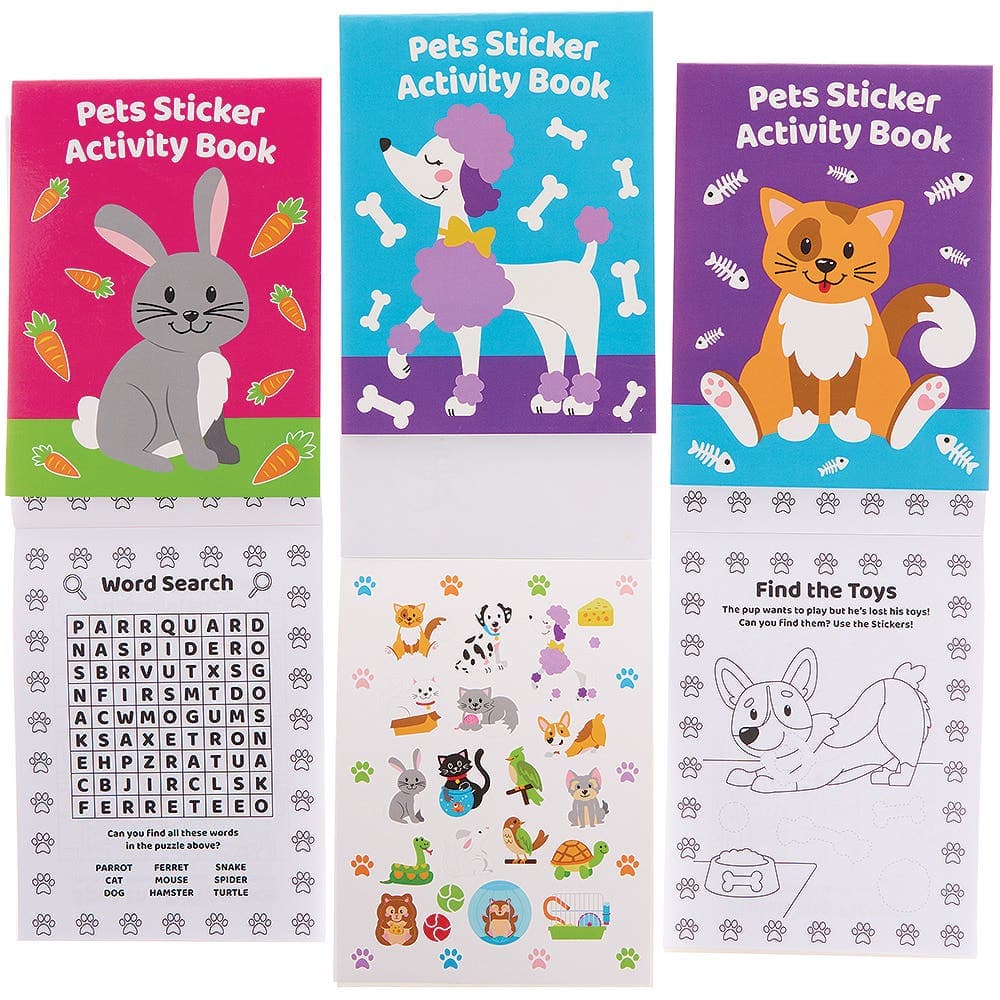 Pets Sticker Activity Books (Pack of 8) Creative Play Toys