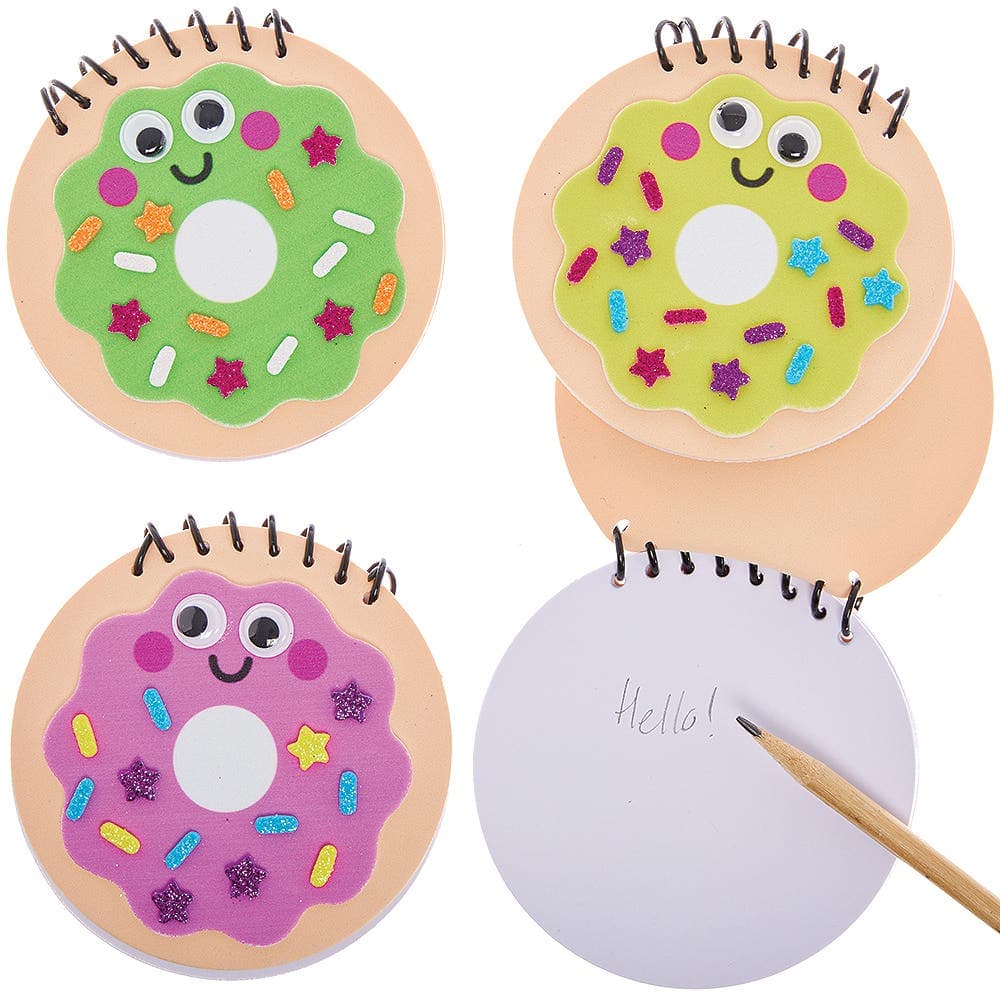 Doughnut Mini Notepad Kits (Pack of 5) Paper & Card 5 assorted colours - Green, Blue, Pink, Purple & Yellow