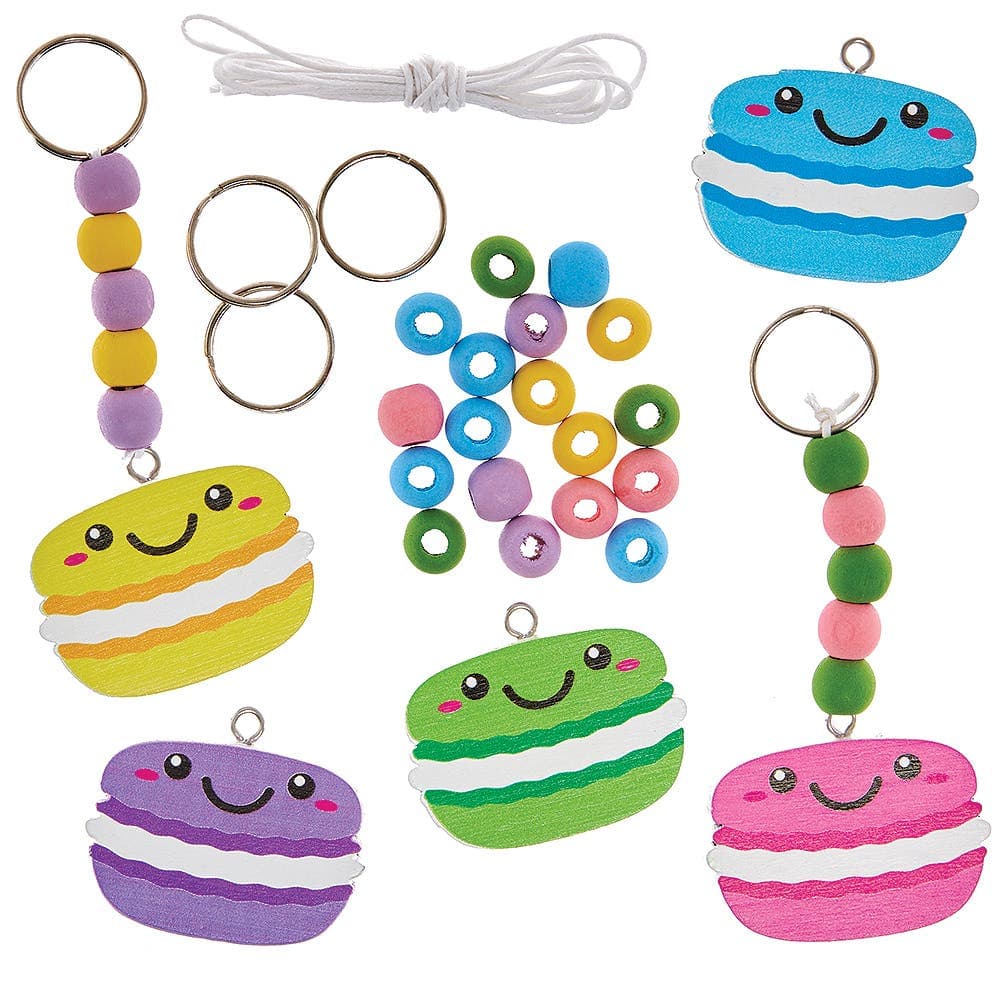 Macaron Keyring & Bag Dangler Kits (Pack of 5) Craft Kits For Kids 5 assorted macaron colours - Pink, Purple, Blue, Green & Yellow