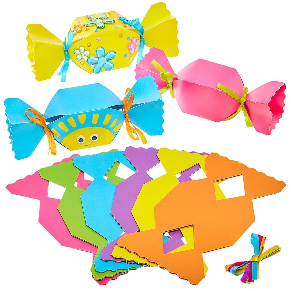 Candy Sweet Party Boxes (Pack of 12) Party Bags 6 assorted colours - Yellow, Pink, Green, Orange, Blue & Purple