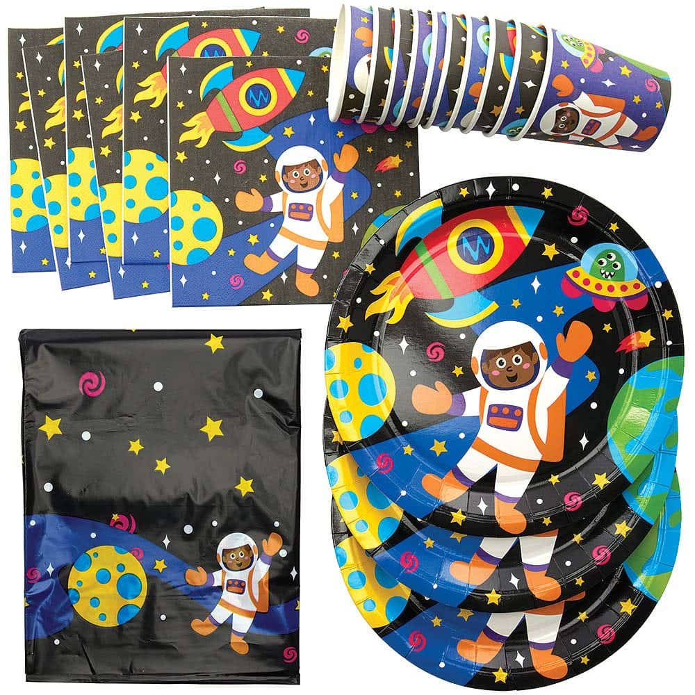Solar System Tableware Party Pack (Per set) Table Cover, Cups, Plates & Napkins Included, Party Supplies