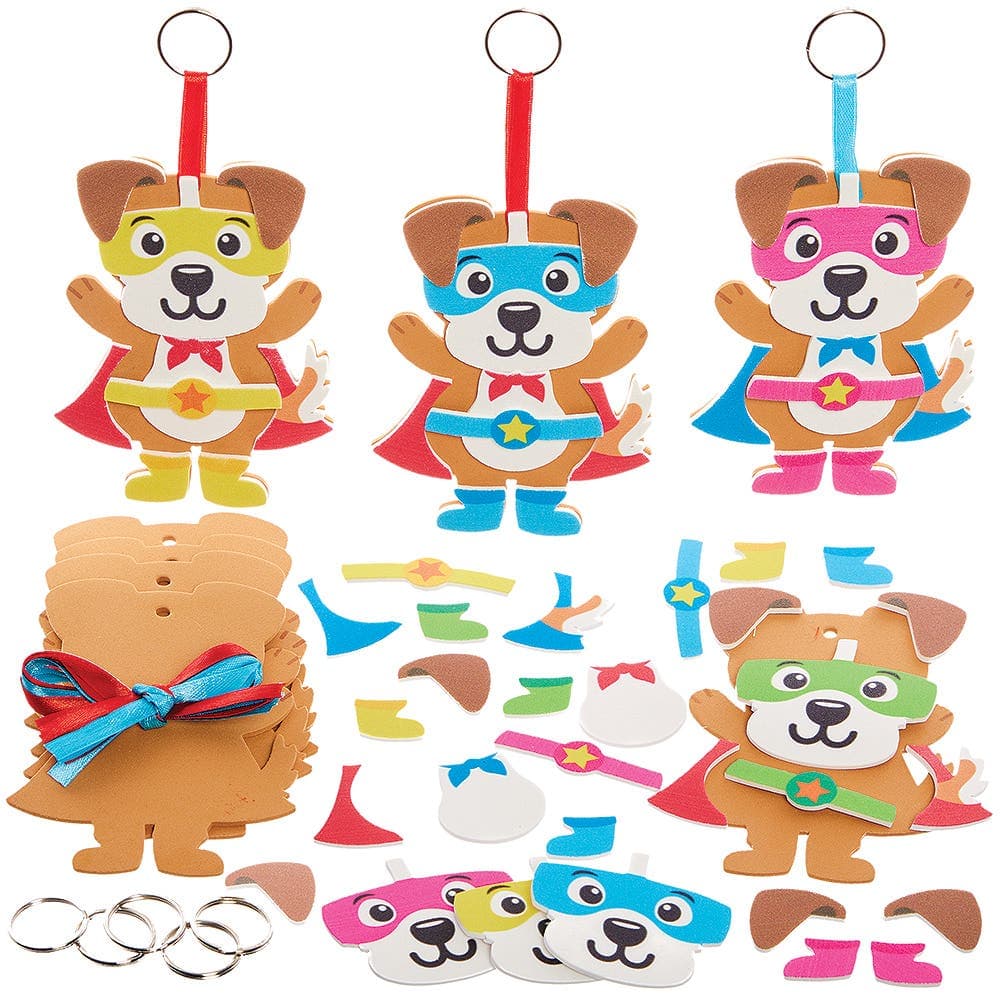 Superhero Dogs Mix & Match Keyring Kits (Pack of 8) Art Craft Kits