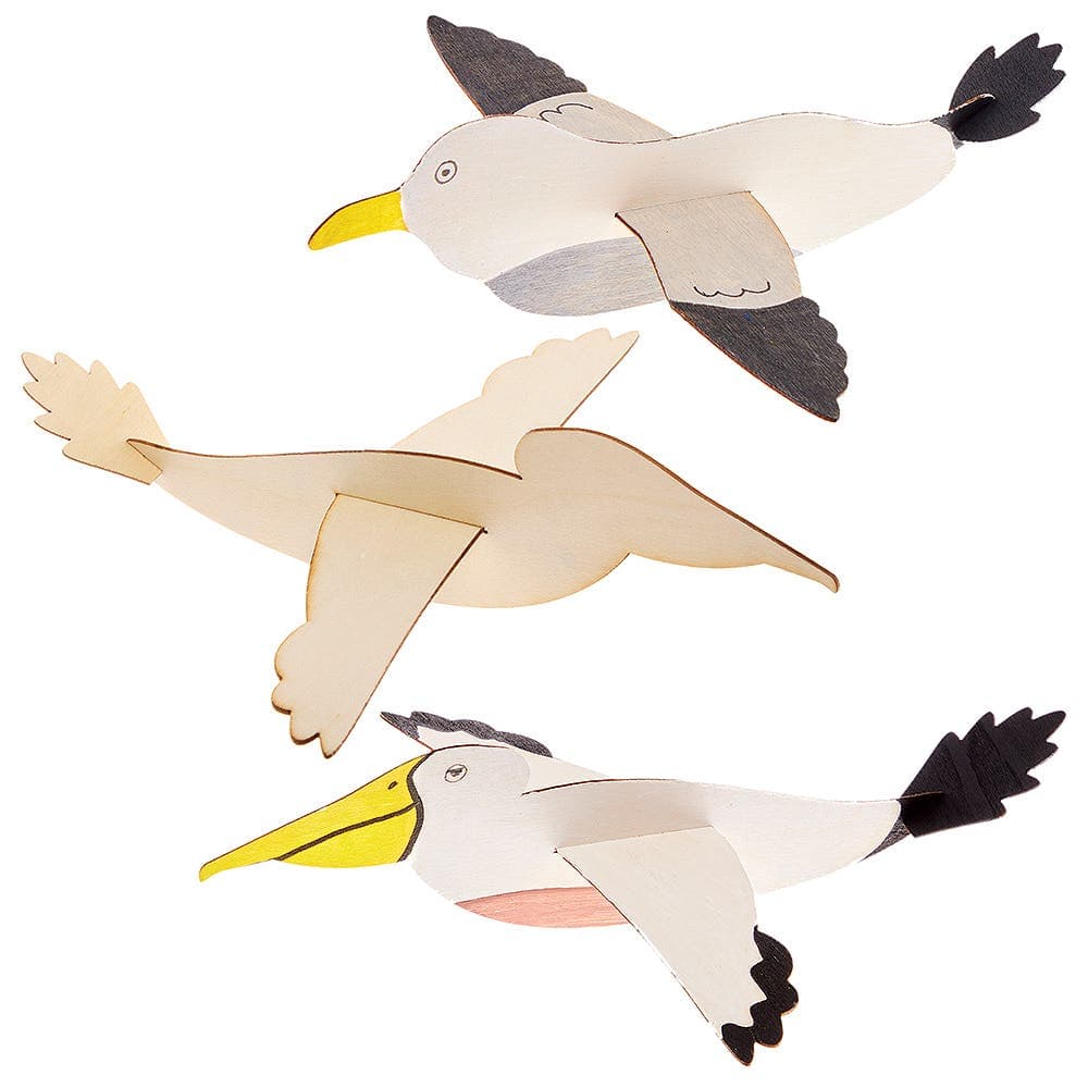 Pelican & Seagull Wooden Planes (Pack of 8) Art Craft Kits